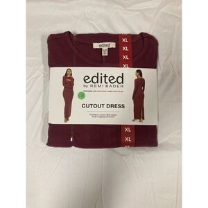 Edited by Remi Bader Cutout Midi Bodycon Dress Women's XL Burgundy NWT